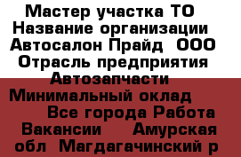 Мастер участка ТО › Название организации ­ Автосалон Прайд, ООО › Отрасль предприятия ­ Автозапчасти › Минимальный оклад ­ 20 000 - Все города Работа » Вакансии   . Амурская обл.,Магдагачинский р-н